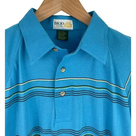 IZOD Club Mens SIze L Multicolor Striped Short Sleeve Polo Shirt Eagle Creek - Picture 2 of 7